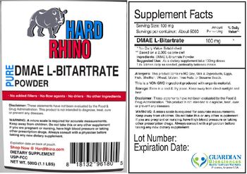 Hard Rhino Pure Dmae L-Bitrartrate Powder - supplement