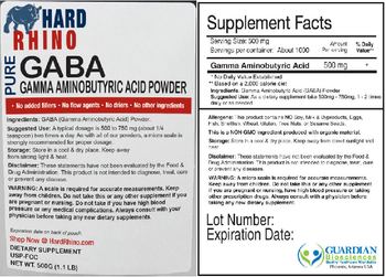 Hard Rhino Pure Gaba Gamma Aminobutyric Acid Powder - supplement