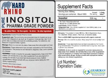 Hard Rhino Pure Inositol Pharma Grade Powder - supplement