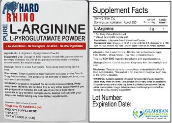 Hard Rhino Pure L-Arginine L-Pyroglutamate Powder - supplement