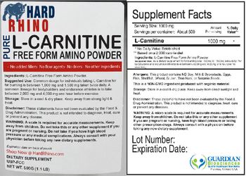 Hard Rhino Pure L-Carnitine Free Form Amino Powder - supplement