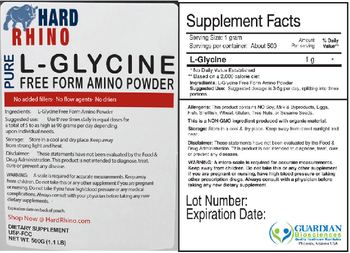Hard Rhino Pure L-Glycine Free Form Amino Powder - supplement