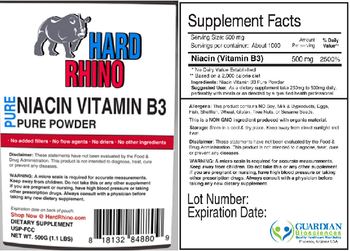 Hard Rhino Pure Niacin Vitamin B3 Pure Powder - supplement
