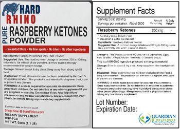 Hard Rhino Pure Raspberry Ketones Powder - supplement