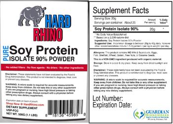 Hard Rhino Pure Soy Protein Isolate 90% Powder - supplement