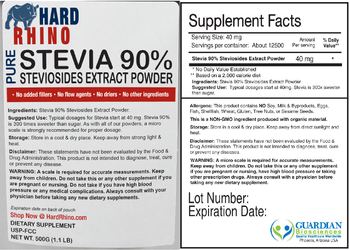 Hard Rhino Pure Stevia 90% Steviosides Extract Powder - supplement