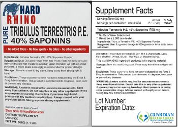 Hard Rhino Pure Tribulus Terrestris P.E. 40% Saponins - supplement