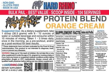 Hard Rhino Rampage Protein Blend Orange Cream - supplement