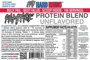 Hard Rhino Rampage Protein Blend Unflavored - supplement