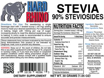 Hard Rhino Stevia 90% Steviosides - supplement