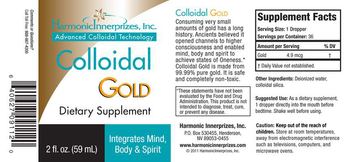 Harmonic Innerprizes, Inc. Colloidal Gold - supplement