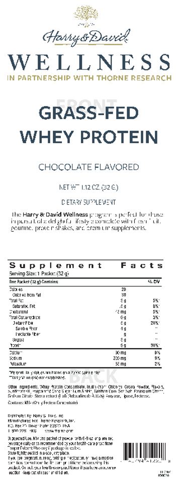 Harry & David Grass-Fed Whey Protein Chocolate Flavored - supplement
