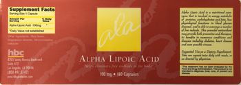 HBC Health Solutions Alpha Lipoic Acid 100 mg - supplement