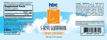 HBC Protocols S-Acytl Glutathione 100 mg - supplement