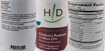H!D Hallelujah Diet Children's Probiotic 25 Billion CFU - probiotic supplement