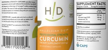 H!D Hallelujah Diet Professional Strength Curcumin 500 mg - supplement