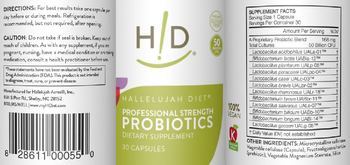 H!D Hallelujah Diet Professional Strength Probiotics 50 Billion CFU - supplement