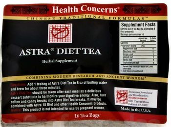 Health Concerns Astra Diet Tea - herbal supplement