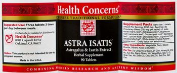 Health Concerns Astra Isatis - herbal supplement