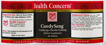 Health Concerns CordySeng - cordycepsreishiginseng herbal supplement