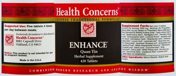 Health Concerns Enhance - quan yin herbal supplement