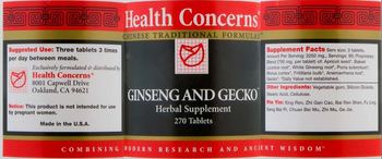 Health Concerns Ginseng and Gecko - herbal supplement