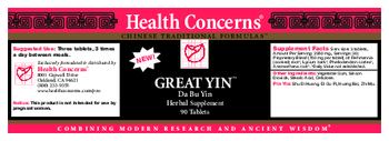 Health Concerns Great Yin - herbal supplement