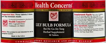 Health Concerns Lily Bulb Formula - bai he gu jin tang herbal supplement