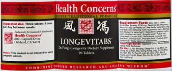 Health Concerns Longevitabs - dr fungs longevity supplement