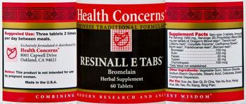 Health Concerns Resinall E Tabs - bromelain herbal supplement