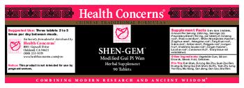 Health Concerns Shen-Gem - herbal supplement