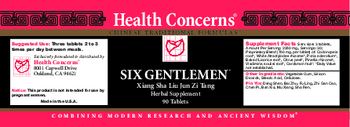 Health Concerns Six Gentlemen - herbal supplement