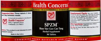 Health Concerns SPZM - shao yao gan cao tang herbal supplement