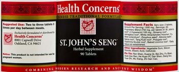 Health Concerns St. John's Seng - herbal supplement