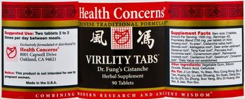 Health Concerns Virility Tabs - dr fungs cistanche herbal supplement