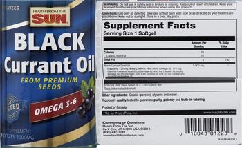 Health From The Sun Black Currant Oil - supplement