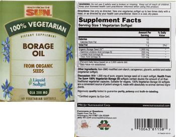 Health From The Sun Borage Oil - supplement
