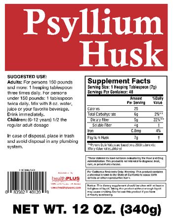 Health PLUS Inc Psyllium Husk - supplement