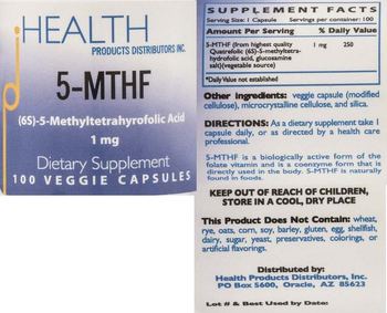 HEALTH PRODUCTS DISTRIBUTORS INC. 5-MTHF 1 mg - supplement