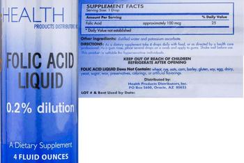 HEALTH PRODUCTS DISTRIBUTORS INC. Folic Acid Liquid - 