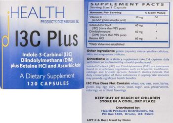 HEALTH PRODUCTS DISTRIBUTORS INC. I3C Plus - supplement