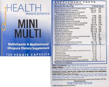 HEALTH PRODUCTS DISTRIBUTORS INC. Mini Multi - ultrapure supplement