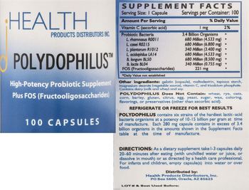 HEALTH PRODUCTS DISTRIBUTORS INC. Polydophilus - highpotency probiotic supplement