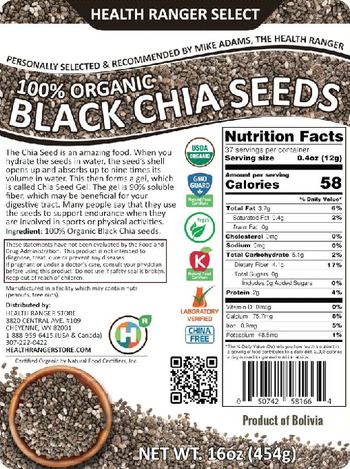 Health Ranger Select 100% Organic Black Chia Seeds - supplement