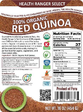 Health Ranger Select 100% Organic Red Quinoa - supplement