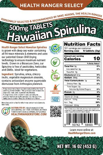 Health Ranger Select Hawaiian Spirulina - supplement