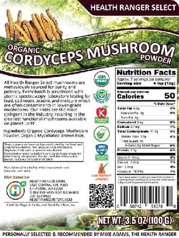 Health Ranger Select Organic Cordyceps Mushroom Powder - supplement
