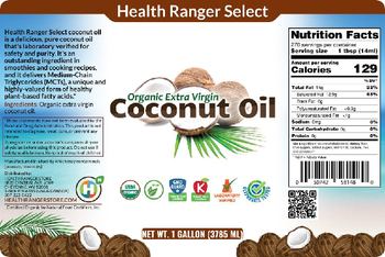 Health Ranger Select Organic Extra Virgin Coconut Oil - supplement