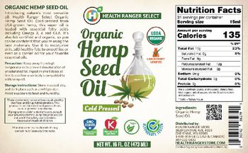 Health Ranger Select Organic Hemp Seed Oil - supplement