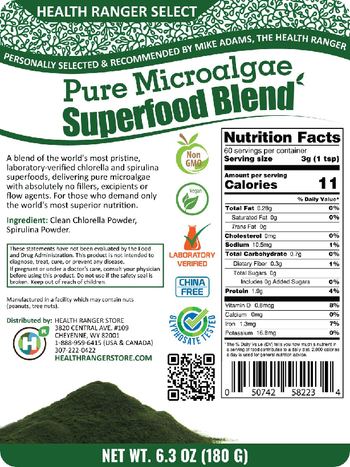 Health Ranger Select Pure Microalgae Superfood Blend - supplement